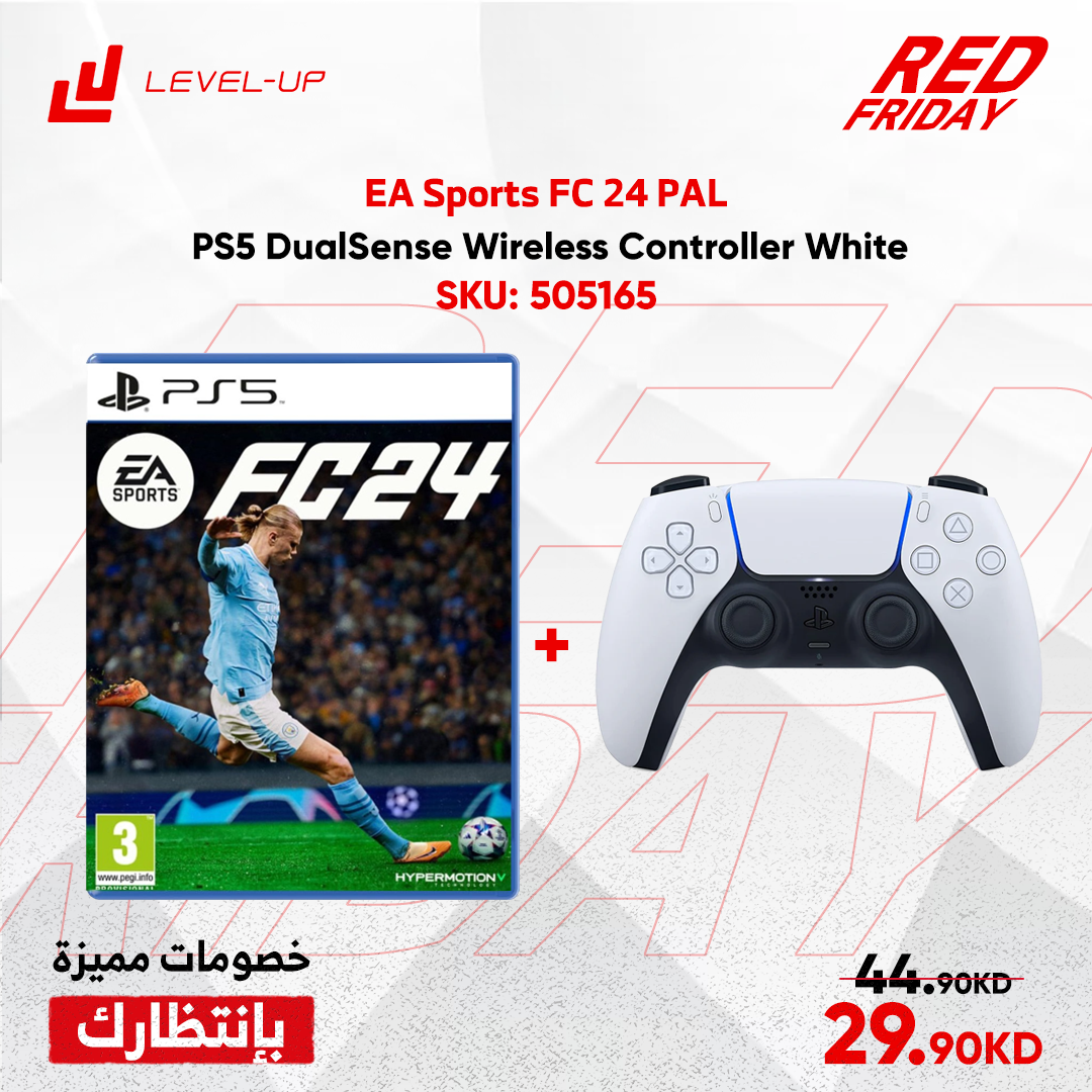 PS5 DualSense Wireless Controller White with PS5:EA Sports FC 24 PAL " English Only "