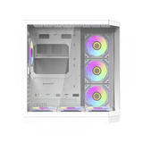 PC Case DarkFlash Aigo FT418 Pro Mid Tower Two Panel Front & Left Side Tempered Glass Case with 7 RGB Fans - White