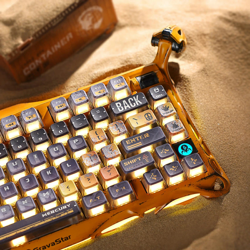 GravaStar Mercury K1 Pro 75% Wireless Mechanical Gaming Special Edition Keyboard - Battle Worn Yellow