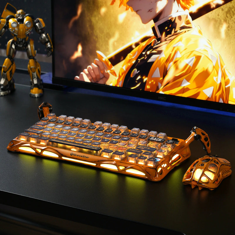 GravaStar Mercury K1 Pro 75% Wireless Mechanical Gaming Special Edition Keyboard - Battle Worn Yellow