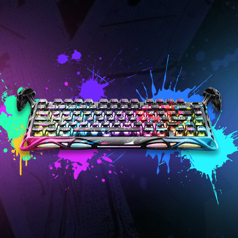 لوحة مفاتيح الألعاب GravaStar Mercury V75 Pro بنسبة 75% بمفاتيح مغناطيسية بتقنية Hall Effect – إصدار خاص Neon Graffiti