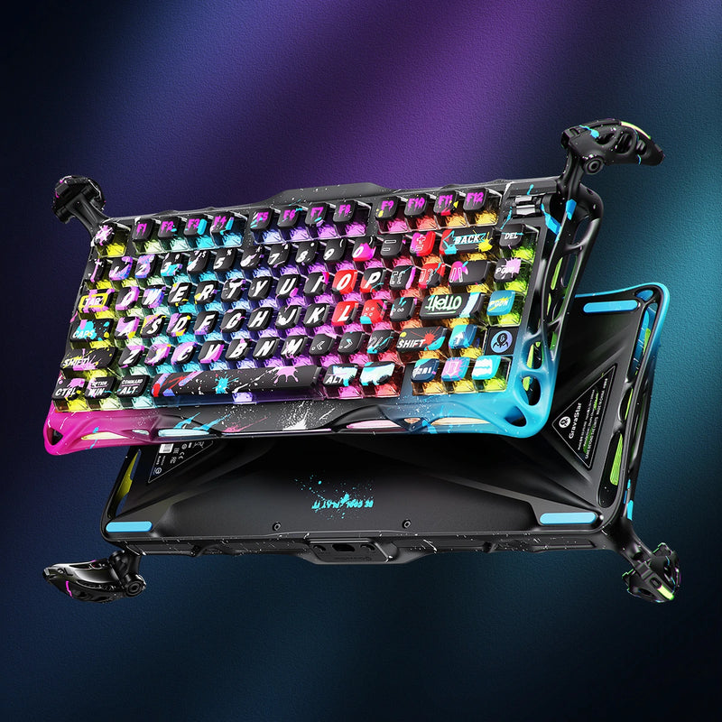 لوحة مفاتيح الألعاب GravaStar Mercury V75 Pro بنسبة 75% بمفاتيح مغناطيسية بتقنية Hall Effect – إصدار خاص Neon Graffiti
