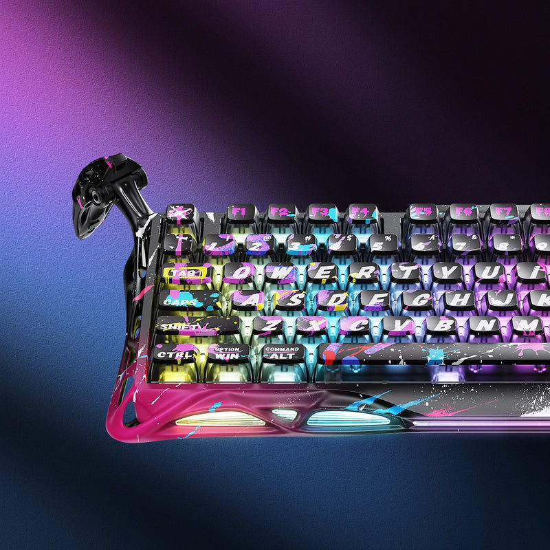 لوحة مفاتيح الألعاب GravaStar Mercury V75 Pro بنسبة 75% بمفاتيح مغناطيسية بتقنية Hall Effect – إصدار خاص Neon Graffiti