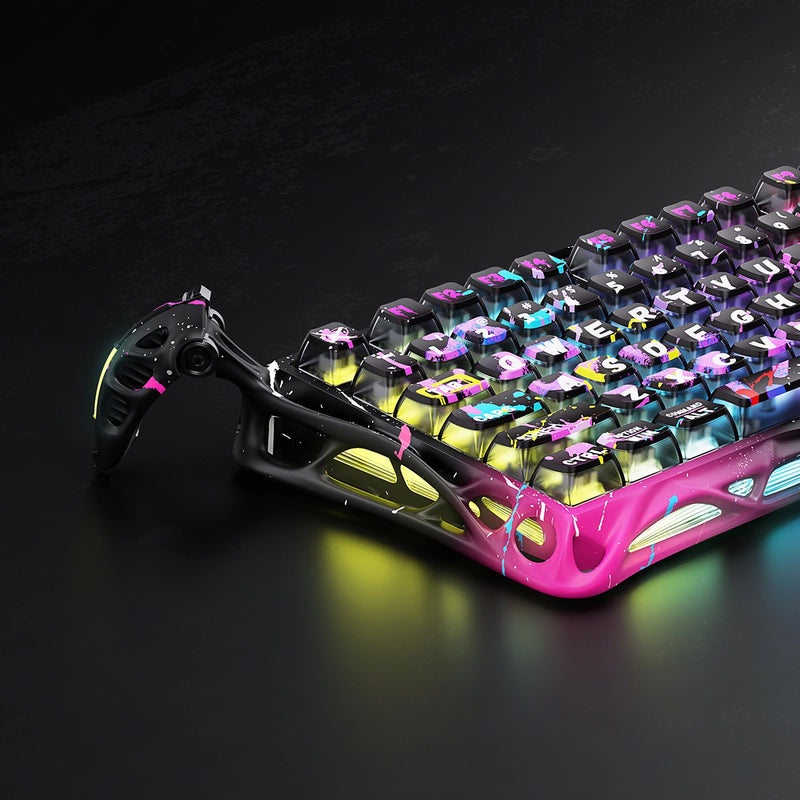 لوحة مفاتيح الألعاب GravaStar Mercury V75 Pro بنسبة 75% بمفاتيح مغناطيسية بتقنية Hall Effect – إصدار خاص Neon Graffiti