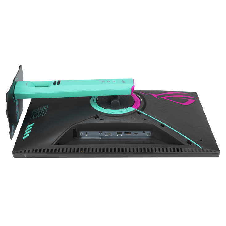 شاشة ألعاب مسطحة Asus ROG Strix XG27ACMEG-G (إصدار Hatsune Miku) مقاس 27 بوصة، دقة QHD (2560x1440)، معدل تحديث 260 هرتز، زمن استجابة 0.3 مللي ثانية، منافذ HDMI 2.1 وUSB Type-C، متوافقة مع تقنية G-Sync، تدعم DisplayWidget Center، وتقنية Fast IPS.