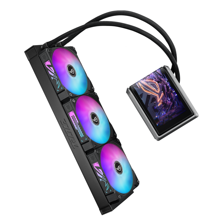 Asus ROG RYUO IV 360 ARGB CPU Liquid Cooler with 6.67" Curved 2K AMOLED Display - Black