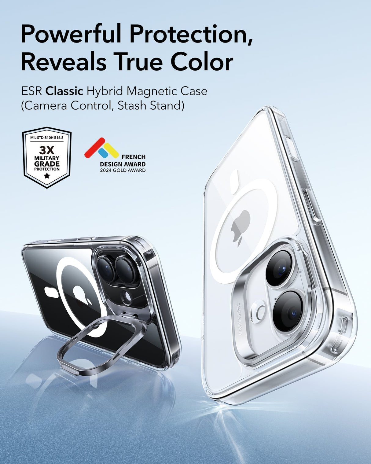 ESR iPhone 17 HaloLock Classic Hybrid Case with Stash Stand (Camera Control Button) Case