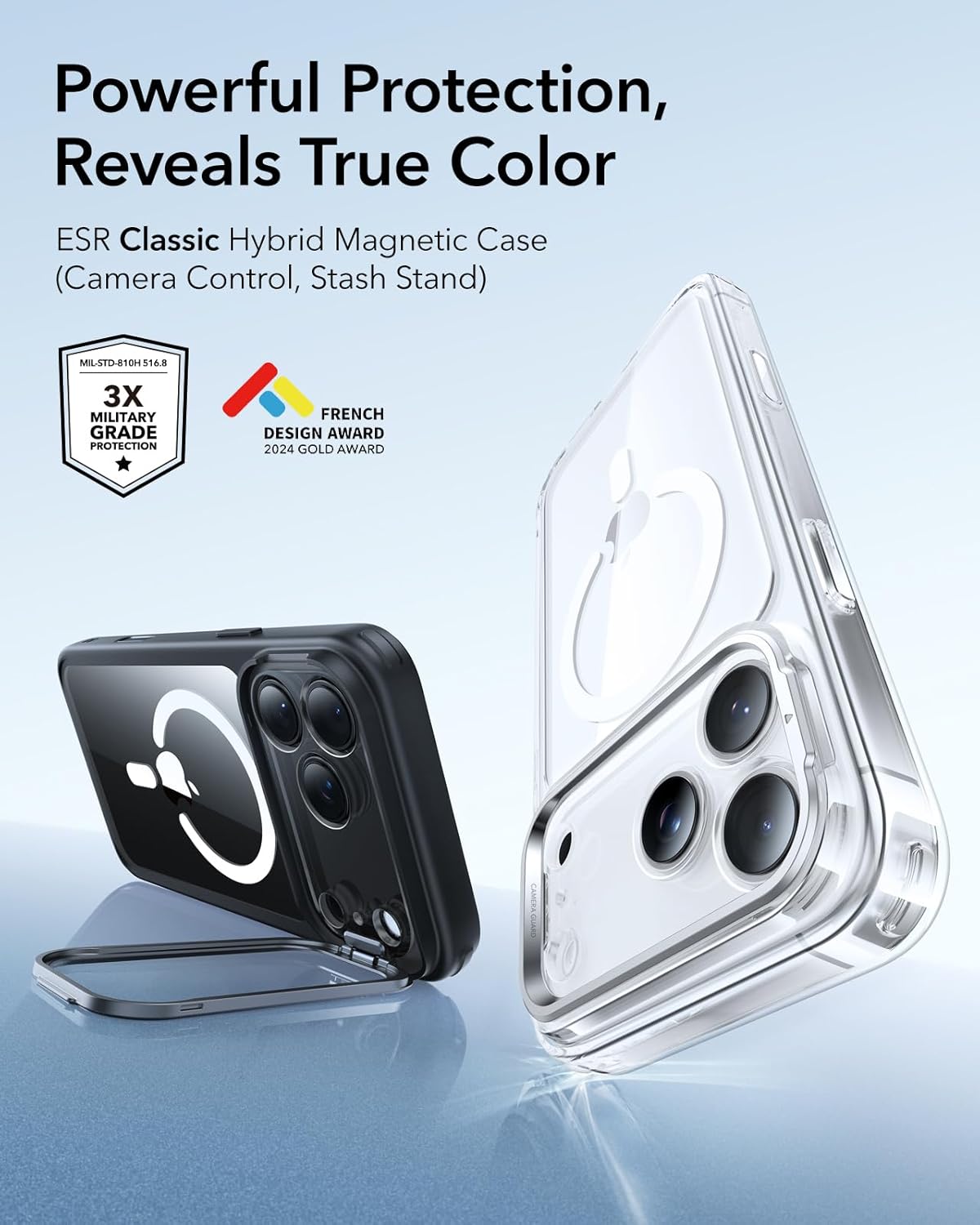 ESR iPhone 17 Pro HaloLock Classic Hybrid Case with Stash Stand (Camera Control Button) Case
