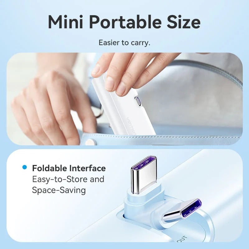 Vention Power Bank LED Display 4800mAh (USB-C + Lightning + USB-C) 22.5W Foldable USB-C Type