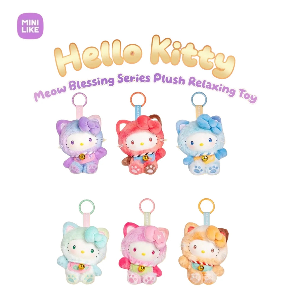 Hello Kitty Style Meow Blessing Series Plush Relaxing Toy He - 5.12 inch (Blind Box) selling per piece - 25MR-017