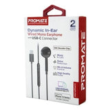Promate Dynamic In-Ear Wired Mono Earphone with USB-C Connector