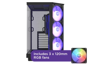 NZXT H6 FLOW RGB Compact Dual-Chamber Mid-Tower Airflow Case with RGB Fans - Black