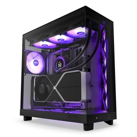 NZXT H6 FLOW RGB Compact Dual-Chamber Mid-Tower Airflow Case with RGB Fans - Black