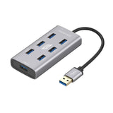 Promate ezHub-7 Aluminium Alloy Powered USB Hub  - Grey