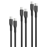 Promate 60W Power Delivery 3Pcs High Tensile Strength USB-C Cable Kit - Black
