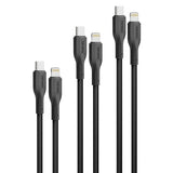 Promate 27W Power Delivery 3Pcs High Tensile Strength USB-C to Lightning Cable Kit  - Black