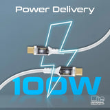 Promate LucidLine CC120 100W Power Delivery Ultra-Fast USB-C Cable with Transparent Shells 1.2 Meter