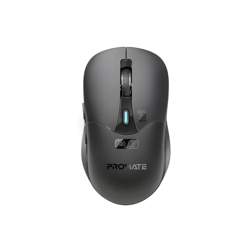 Promate Dual Mode Rechargeable Wireless Mouse with BT & RF Connectivity - Black