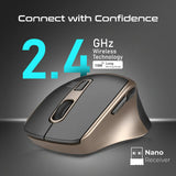 Promate Samit 2.4GHz Ergonomic 2200 DPI Silent Click Wireless Mouse - Gold