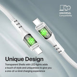 Promate TransLine-CC 60W Power Delivery Ultra-Fast USB-C Cable with Transparent Shells 1.2 Meter - White