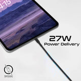 Promate 27W Power Delivery 3Pcs High Tensile Strength USB-C to Lightning Cable Kit  - Black