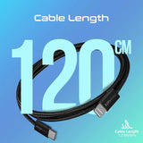 Promate EcoLine-Ci120 Super-Fast 27W Power Delivery USB-C to Lightning Fabric Braided Cable 1.2 Meters- Black