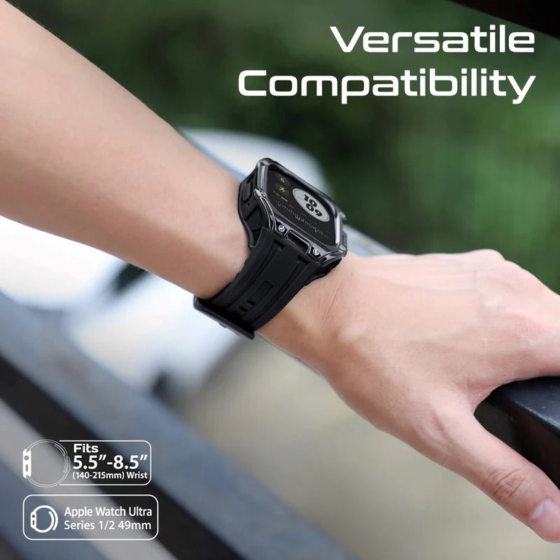 Promate Durable Protection Watch Case with TPU Watch Band For Apple Watch Series Ultra 1 and 2  Made from Durable TPU and PC materials and corrosion Resistant 316 Stainless Steel Buckle