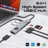 Promate 4K@60Hz Multi-Function High Speed USB-C Hub w/ Screen Privacy Button  - Grey