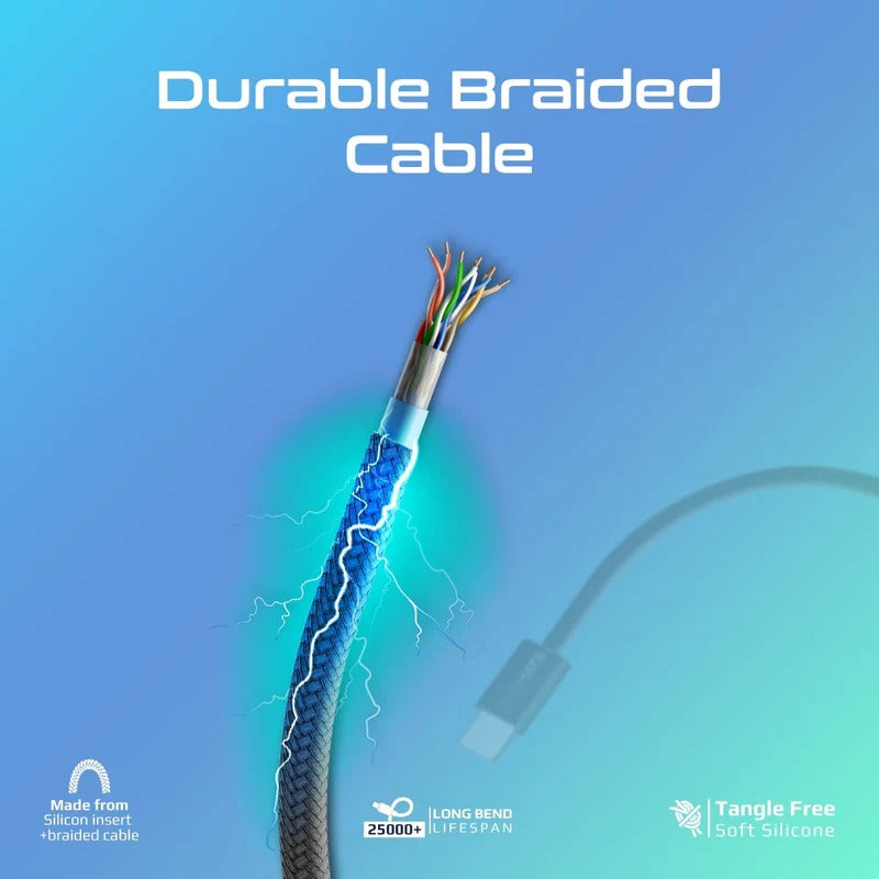 Promate EcoLine-Ci120 Super-Fast 27W Power Delivery USB-C to Lightning Fabric Braided Cable 1.2 Meters- Black