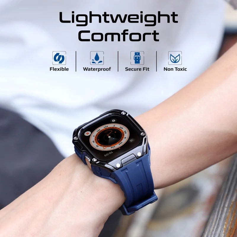 Promate Durable Protection Watch Case with TPU Watch Band For Apple Watch Series Ultra 1 and 2  Made from Durable TPU and PC materials and corrosion Resistant 316 Stainless Steel Buckle