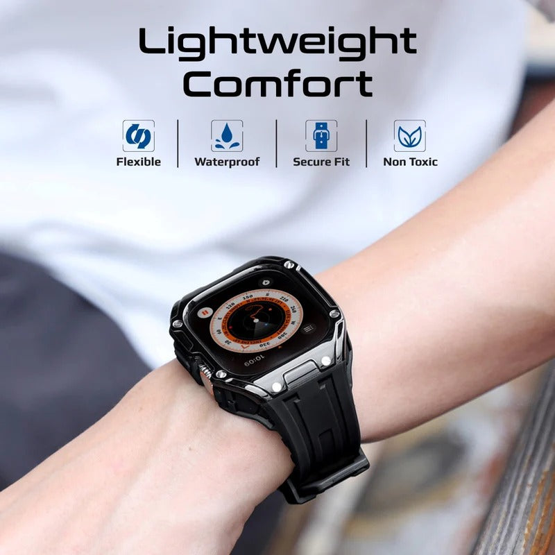 Promate Durable Protection Watch Case with TPU Watch Band For Apple Watch Series Ultra 1 and 2  Made from Durable TPU and PC materials and corrosion Resistant 316 Stainless Steel Buckle