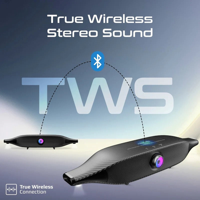 Promate 20W BassBoost Quad Speaker Wireless RGB Soundbar 30Hours Playback - Black