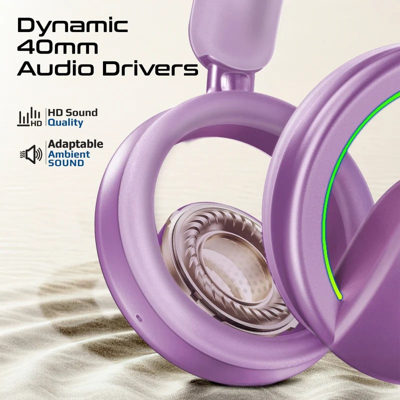 Promate High-Fidelity Open Ear Wireless Over-Ear Headphones with Detachable Mic   - Purple