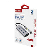 Promate ezHub-7 Aluminium Alloy Powered USB Hub  - Grey