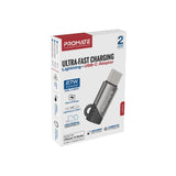 Promate Ultra-Fast Charging Lightning to USB-C Adapter - GREY