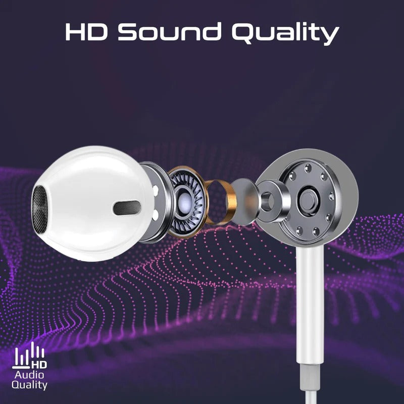 Promate MFI Certified Ergonomic In-Ear Wired Mono Earphone with Lightning Connector  - White