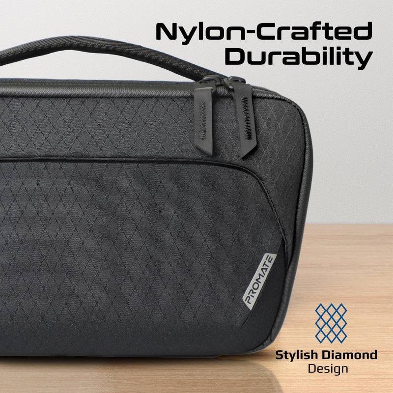 Promate Versatile Tech Essential Organizer Pouch Bag with Multiple Pockets - Black