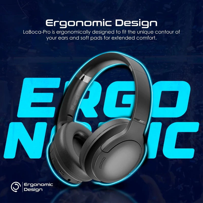 Promate - LaBoca
High Fidelity Over-Ear Wireless Headphones - Black