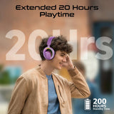 Promate High-Fidelity Open Ear Wireless Over-Ear Headphones with Detachable Mic   - Purple