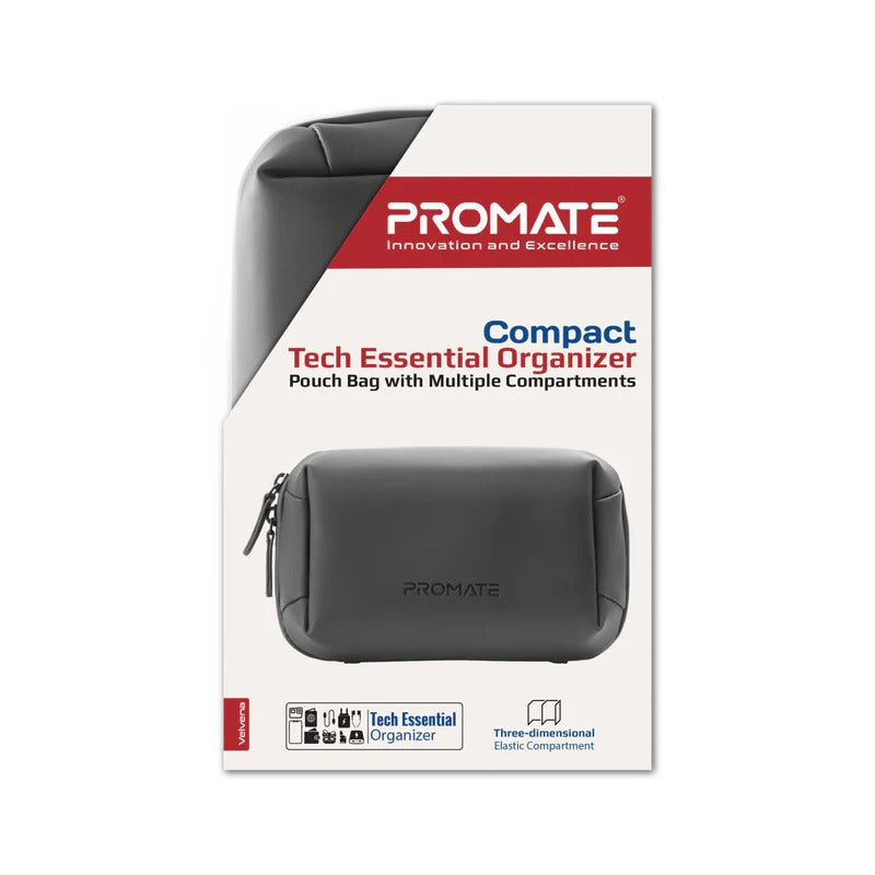 Promate Compact Tech Essential Organizer Pouch Bag with Multiple Compartments