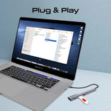 Promate 4K@60Hz Multi-function High Speed USB-C Hub with 100W Power Delivery - Grey