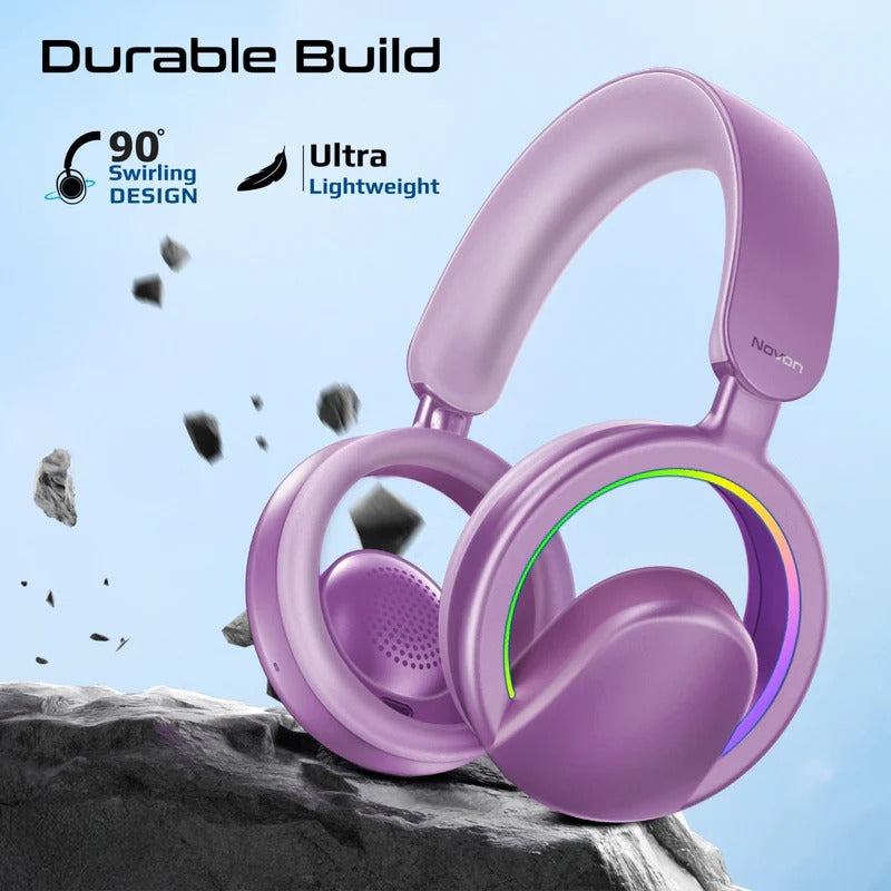 Promate High-Fidelity Open Ear Wireless Over-Ear Headphones with Detachable Mic   - Purple