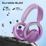 Promate High-Fidelity Open Ear Wireless Over-Ear Headphones with Detachable Mic   - Purple