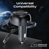Promate 62W Multi-Port Car Charger with Retractable USB-C Cable - BLACK
