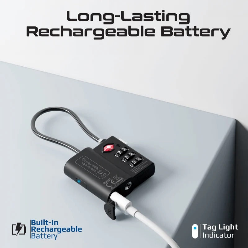 Promate TSA Luggage Lock with Smart Precision Tracking Tag, works with Apple Find My App