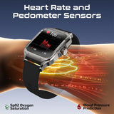 Promate 1.78" Fitness Tracker Smartwatch with Bluetooth Calling IP68 Water Resistance  1.78" Curved AMOLED Display  Heart Rate/SPO2/Step/Sleep/ Women Health Tracker  100+ Customized Watch Faces - BLACK