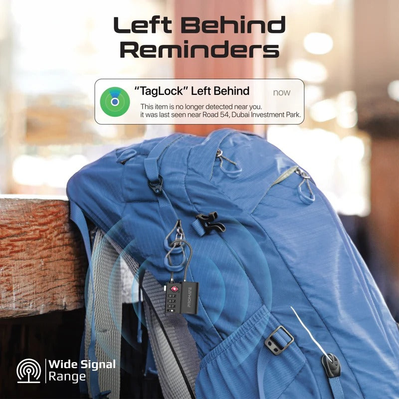 Promate TSA Luggage Lock with Smart Precision Tracking Tag, works with Apple Find My App