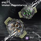 Promate 1.53" Round Screen Fitness Tracker Smartwatch with BT Calling IP67 Water Resistance  1.53" TFT Display  Heart Rate/SPO2/Step/Sleep/ Women Health Tracker  100+ Customized Watch Faces - Mid Night Green