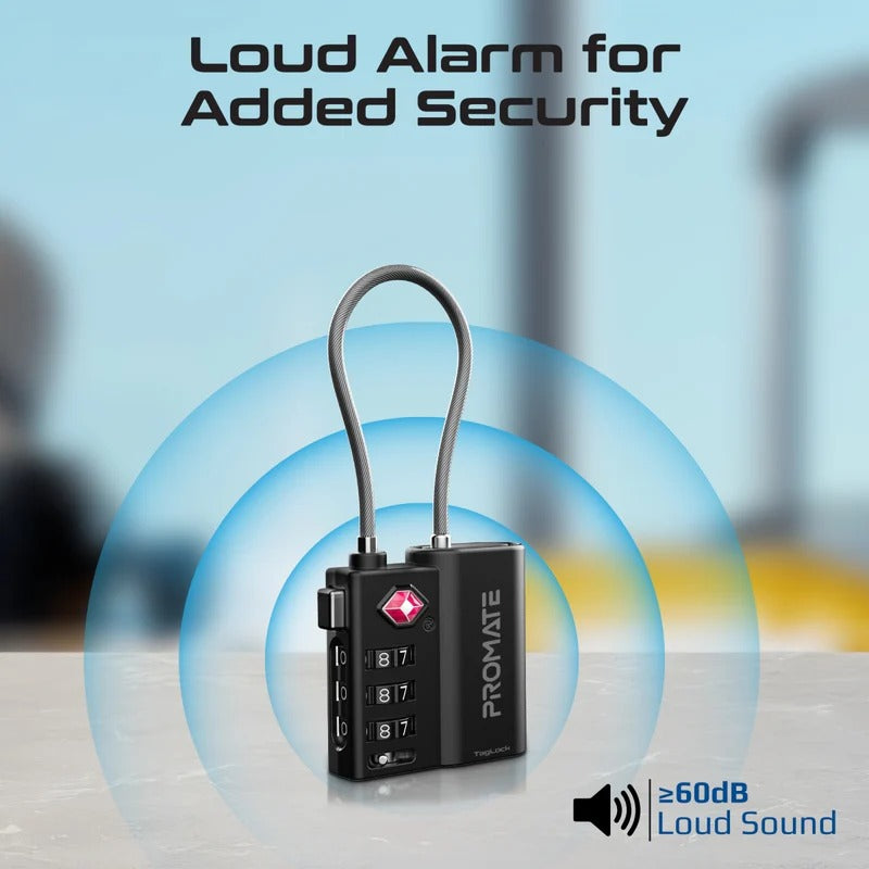 Promate TSA Luggage Lock with Smart Precision Tracking Tag, works with Apple Find My App