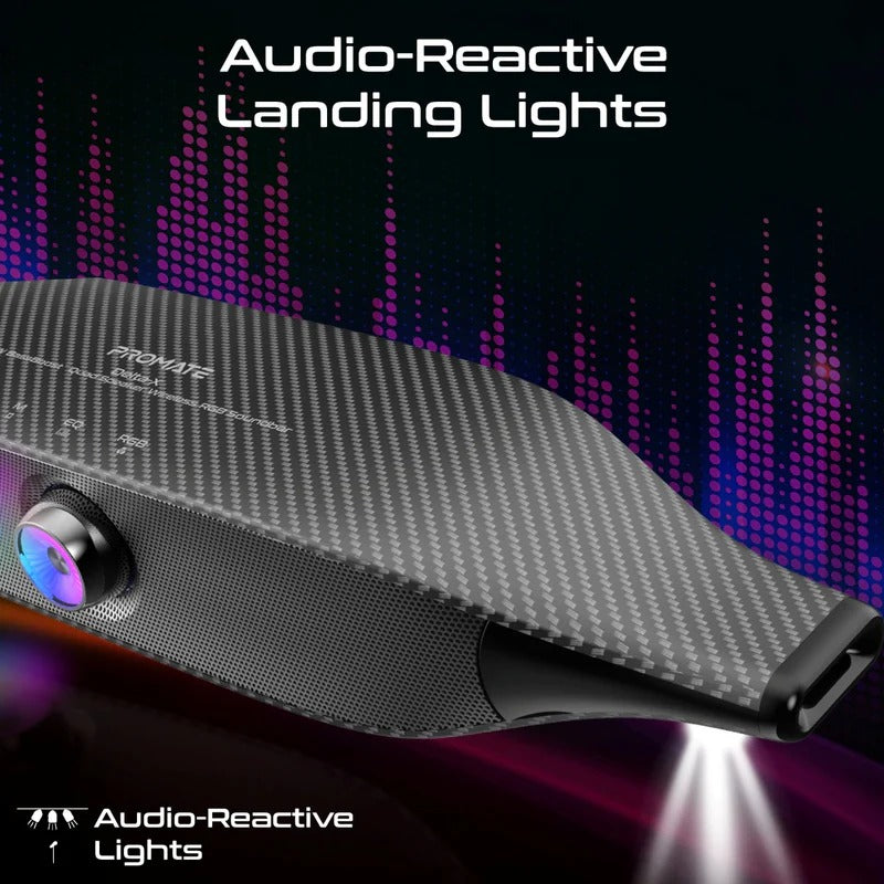 Promate 20W BassBoost Quad Speaker Wireless RGB Soundbar 30Hours Playback - Black